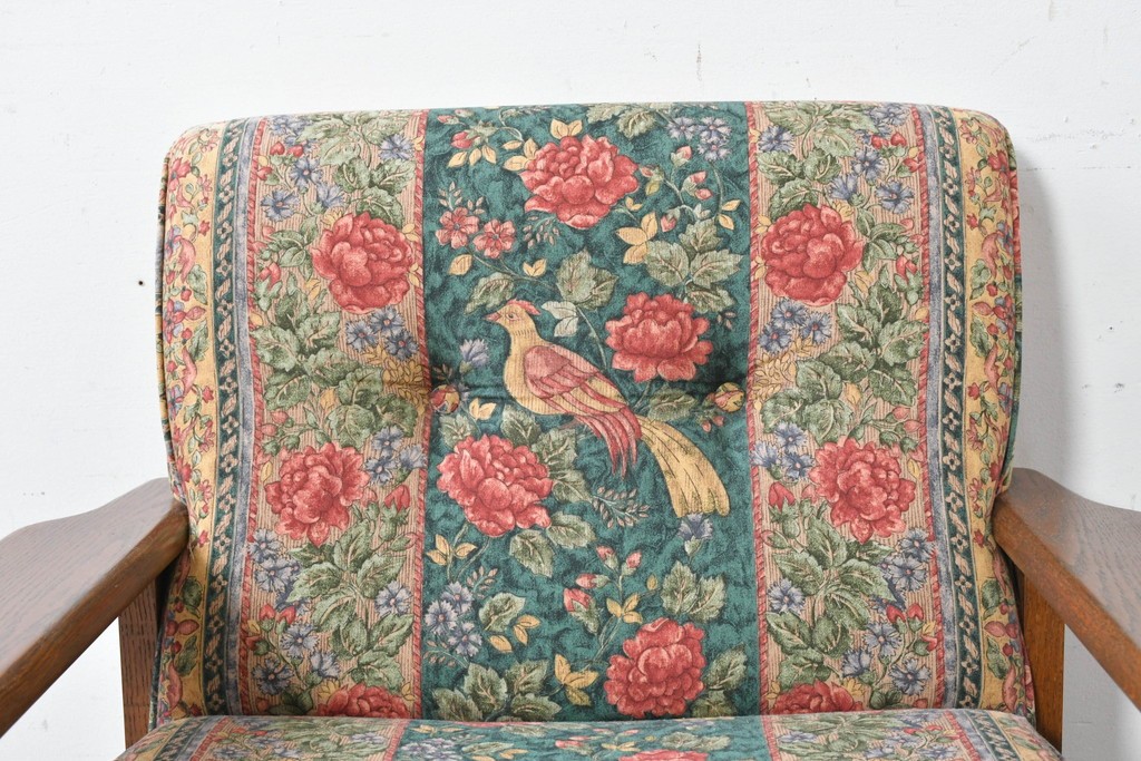 中古　カントリーハウス　Brugge(ブルージュ)　優雅な花鳥柄の一人掛けソファ　定価約19万円　(R-087255)