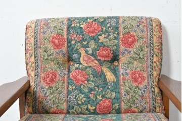 中古　カントリーハウス　Brugge(ブルージュ)　優雅な花鳥柄の一人掛けソファ　定価約19万円　(R-087255)