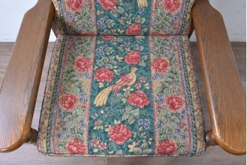 中古　カントリーハウス　Brugge(ブルージュ)　優雅な花鳥柄の一人掛けソファ　定価約19万円　(R-087255)