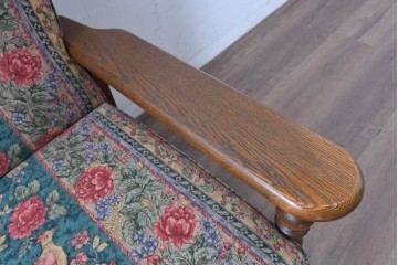 中古　カントリーハウス　Brugge(ブルージュ)　優雅な花鳥柄の一人掛けソファ　定価約19万円　(R-087255)