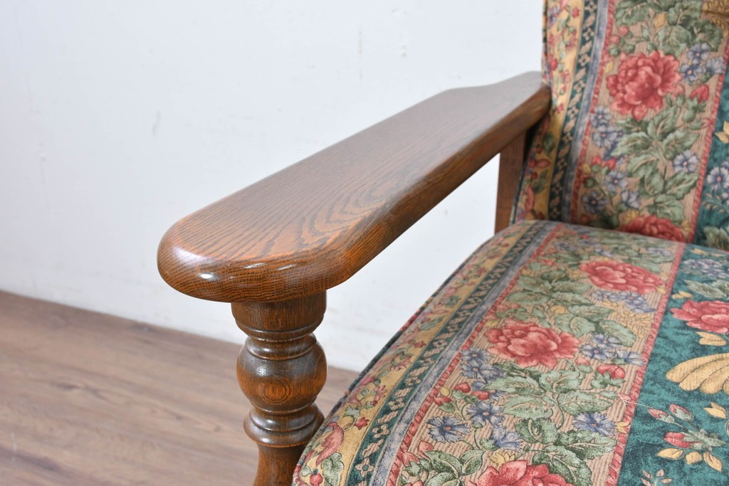 中古　カントリーハウス　Brugge(ブルージュ)　優雅な花鳥柄の一人掛けソファ　定価約19万円　(R-087255)