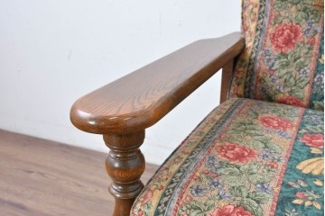 中古　カントリーハウス　Brugge(ブルージュ)　優雅な花鳥柄の一人掛けソファ　定価約19万円　(R-087255)