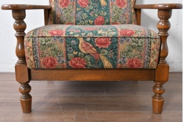 中古　カントリーハウス　Brugge(ブルージュ)　優雅な花鳥柄の一人掛けソファ　定価約19万円　(R-087255)