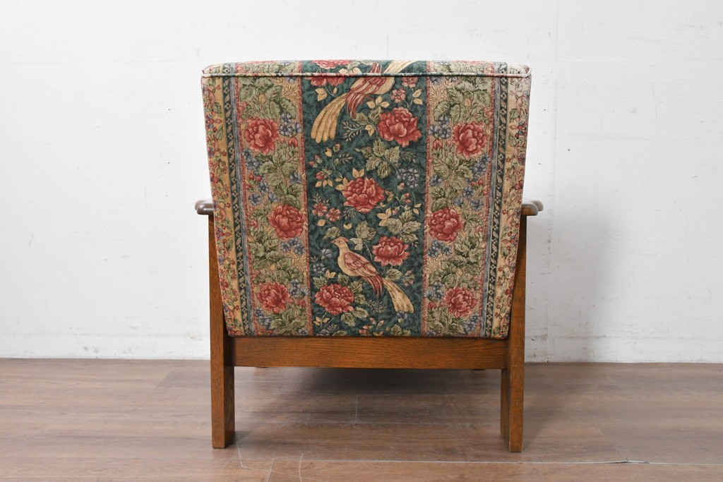 中古　カントリーハウス　Brugge(ブルージュ)　優雅な花鳥柄の一人掛けソファ　定価約19万円　(R-087255)