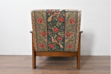 中古　カントリーハウス　Brugge(ブルージュ)　優雅な花鳥柄の一人掛けソファ　定価約19万円　(R-087255)