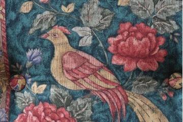 中古　三越家具　COUNTRY HOUSE(カントリーハウス)　Brugge(ブルージュ)　優雅な花鳥柄の一人掛けソファ　定価約19万円　(R-087255)