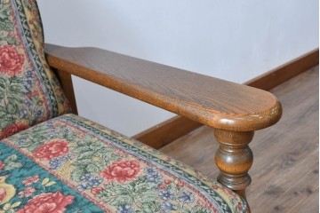 中古　三越家具　COUNTRY HOUSE(カントリーハウス)　Brugge(ブルージュ)　優雅な花鳥柄の一人掛けソファ　定価約19万円　(R-087255)