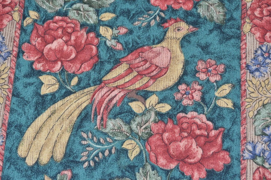 中古　三越家具　COUNTRY HOUSE(カントリーハウス)　Brugge(ブルージュ)　優雅な花鳥柄の一人掛けソファ　定価約19万円　(R-087255)
