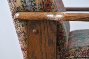 中古　三越家具　COUNTRY HOUSE(カントリーハウス)　Brugge(ブルージュ)　優雅な花鳥柄の一人掛けソファ　定価約19万円　(R-087255)