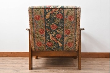中古　三越家具　COUNTRY HOUSE(カントリーハウス)　Brugge(ブルージュ)　優雅な花鳥柄の一人掛けソファ　定価約19万円　(R-087255)