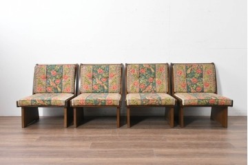中古　カントリーハウス　Brugge(ブルージュ)　華やかな花鳥柄のラウンジチェア4脚　セット定価約41万円　(R-087256)