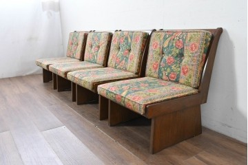 中古　カントリーハウス　Brugge(ブルージュ)　華やかな花鳥柄のラウンジチェア4脚　セット定価約41万円　(R-087256)