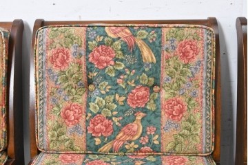 中古　カントリーハウス　Brugge(ブルージュ)　華やかな花鳥柄のラウンジチェア4脚　セット定価約41万円　(R-087256)