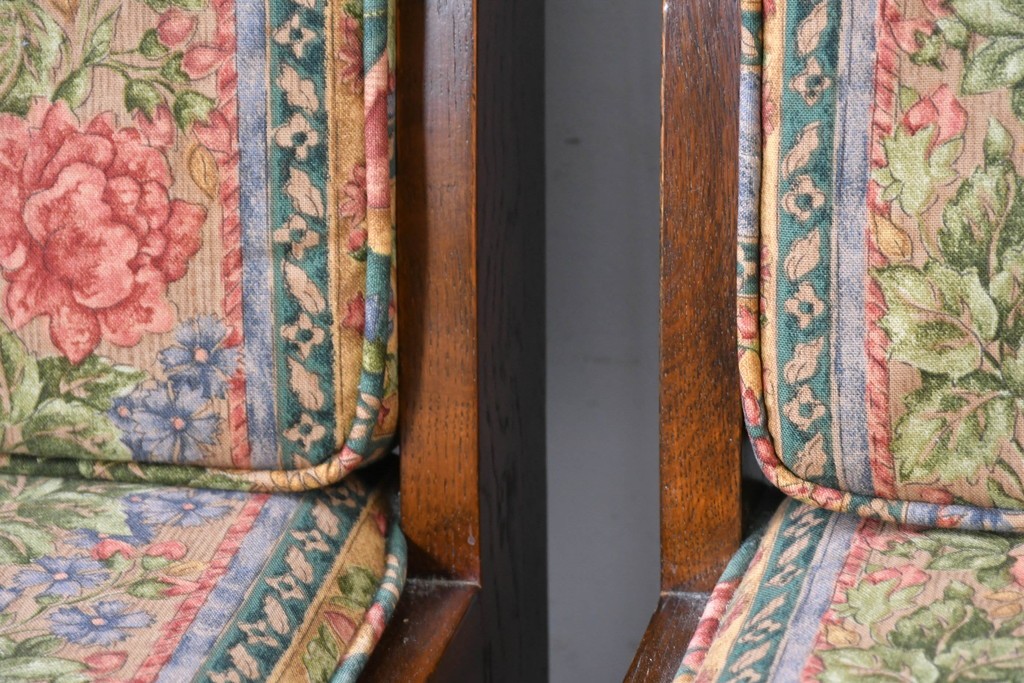 中古　カントリーハウス　Brugge(ブルージュ)　華やかな花鳥柄のラウンジチェア4脚　セット定価約41万円　(R-087256)