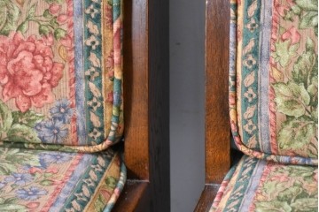 中古　カントリーハウス　Brugge(ブルージュ)　華やかな花鳥柄のラウンジチェア4脚　セット定価約41万円　(R-087256)