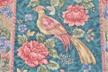 中古　カントリーハウス　Brugge(ブルージュ)　華やかな花鳥柄のラウンジチェア4脚　セット定価約41万円　(R-087256)