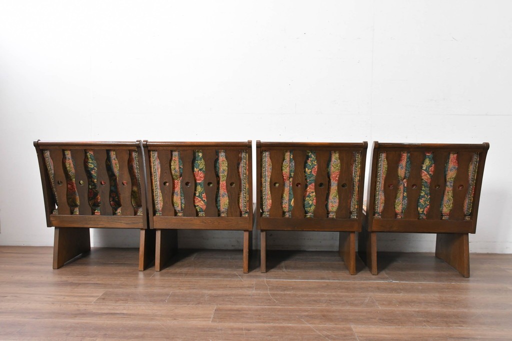 中古　カントリーハウス　Brugge(ブルージュ)　華やかな花鳥柄のラウンジチェア4脚　セット定価約41万円　(R-087256)