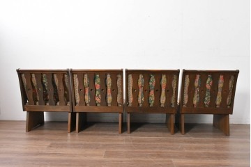 中古　カントリーハウス　Brugge(ブルージュ)　華やかな花鳥柄のラウンジチェア4脚　セット定価約41万円　(R-087256)