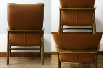 中古　美品　FUJI FURNITURE(冨士ファニチア)　Mysa(ミーサ)　上品でモダンなリクライニングチェアとスツールのセット　定価約24万円　(R-087263)