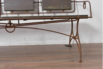 【簡易リペア限定品】ヨーロッパヴィンテージ　リング装飾が目を惹くアイアンベンチ　(R-087264)