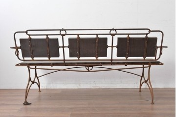 【簡易リペア限定品】ヨーロッパヴィンテージ　リング装飾が目を惹くアイアンベンチ　(R-087264)