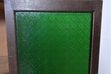 和製アンティーク　引き出しのパーケットリーがお洒落な色ガラス入り本箱　(R-087268)