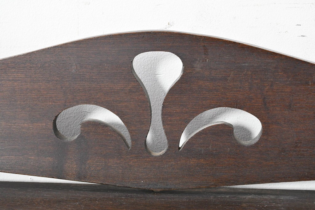 和製アンティーク　引き出しのパーケットリーがお洒落な色ガラス入り本箱　(R-087268)