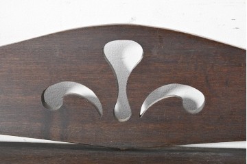 和製アンティーク　引き出しのパーケットリーがお洒落な色ガラス入り本箱　(R-087268)