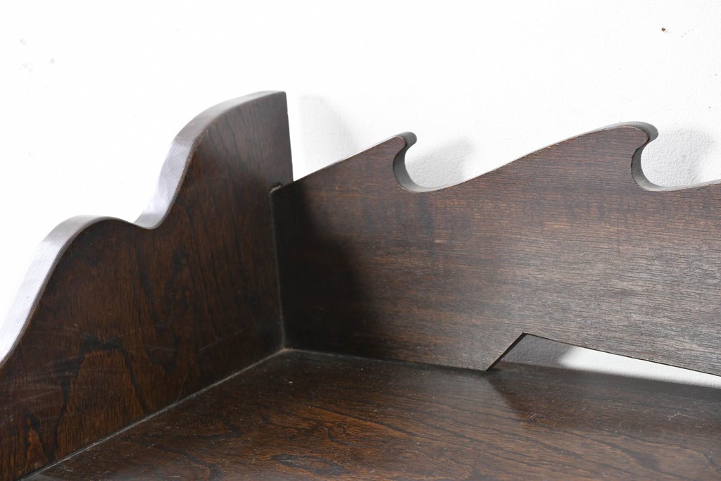 和製アンティーク　引き出しのパーケットリーがお洒落な色ガラス入り本箱　(R-087268)