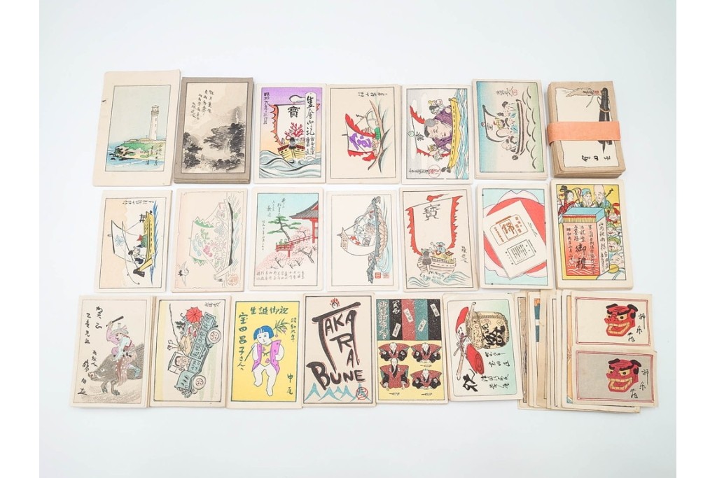 福山碧翠・古屋蘭渓・宝田直(北総迂人)の名入り　木版画　宝船図案などのマッチラベル335枚セット　(R-087273)