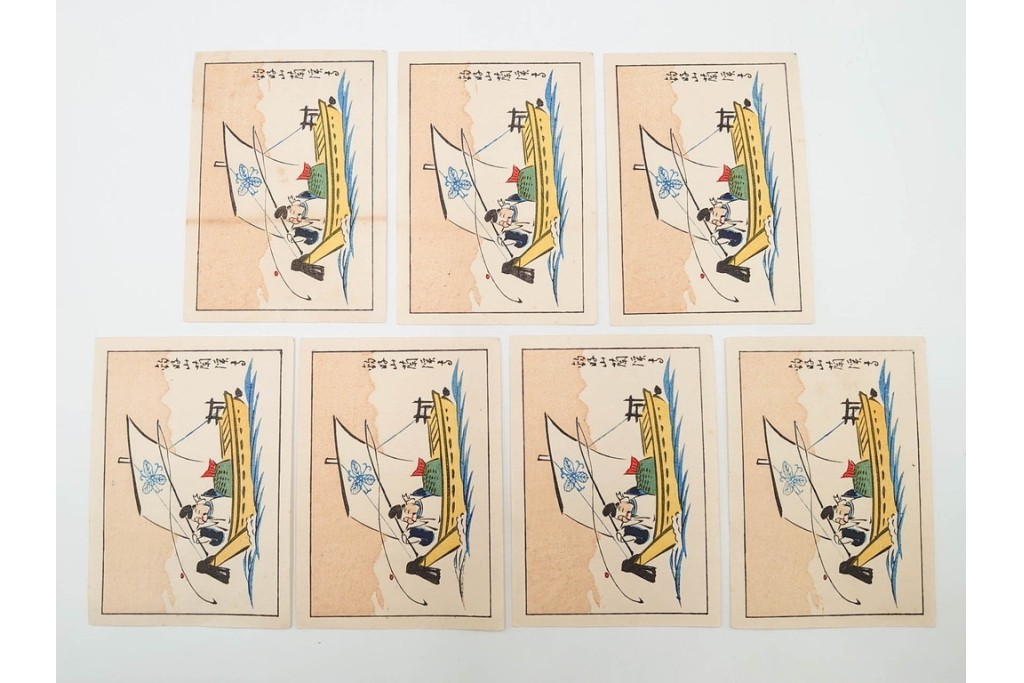 福山碧翠・古屋蘭渓・宝田直(北総迂人)の名入り　木版画　宝船図案などのマッチラベル335枚セット　(R-087273)