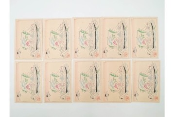 福山碧翠・古屋蘭渓・宝田直(北総迂人)の名入り　木版画　宝船図案などのマッチラベル335枚セット　(R-087273)