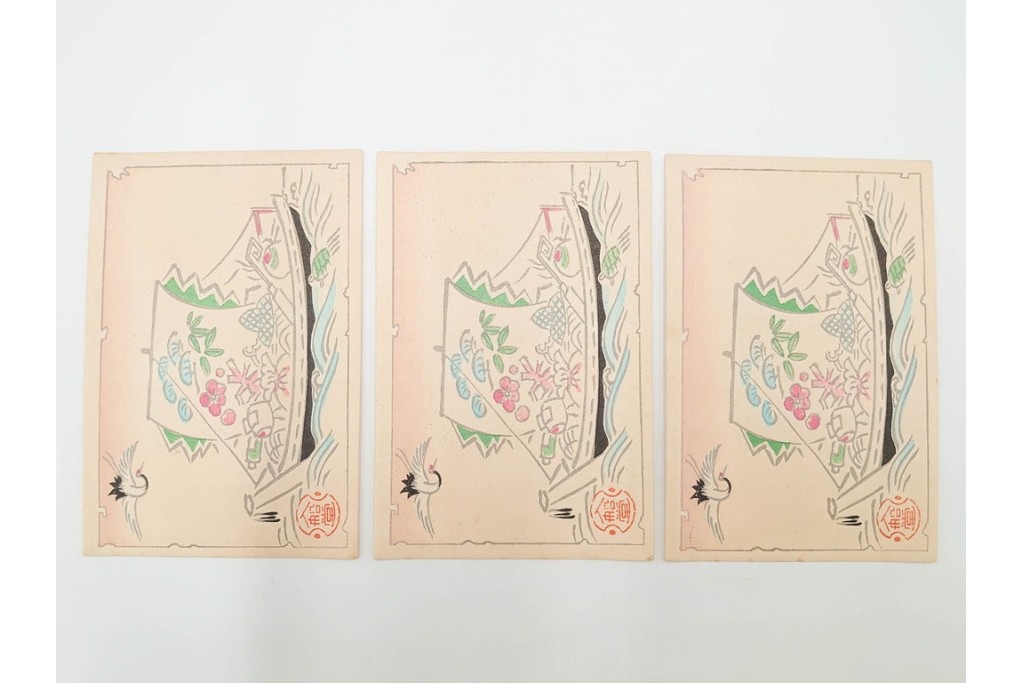 福山碧翠・古屋蘭渓・宝田直(北総迂人)の名入り　木版画　宝船図案などのマッチラベル335枚セット　(R-087273)