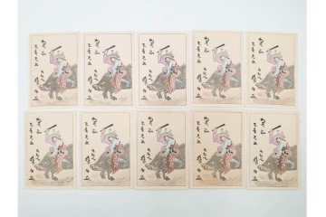 福山碧翠・古屋蘭渓・宝田直(北総迂人)の名入り　木版画　宝船図案などのマッチラベル335枚セット　(R-087273)