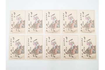 福山碧翠・古屋蘭渓・宝田直(北総迂人)の名入り　木版画　宝船図案などのマッチラベル335枚セット　(R-087273)