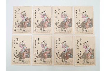 福山碧翠・古屋蘭渓・宝田直(北総迂人)の名入り　木版画　宝船図案などのマッチラベル335枚セット　(R-087273)