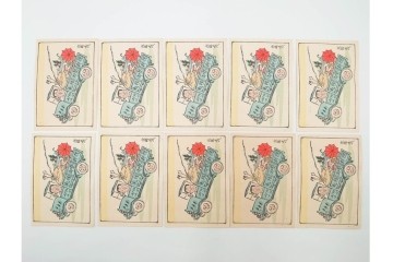 福山碧翠・古屋蘭渓・宝田直(北総迂人)の名入り　木版画　宝船図案などのマッチラベル335枚セット　(R-087273)