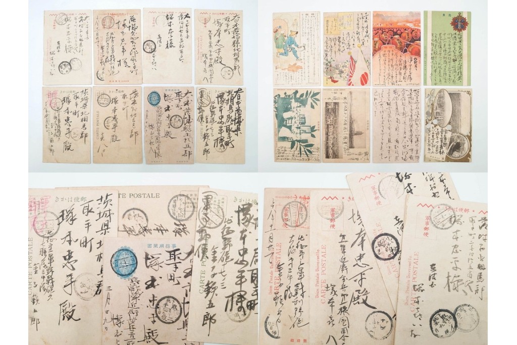 軍事郵便　野戦局　櫛型印・消印　絵葉書を含む　家族や知人に宛てたエンタイア142点セット　(R-087286)