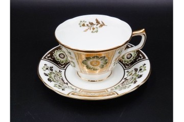 ROYAL CROWN DERBY(ロイヤルクラウンダービー)/グリーンダービーパネル　Richard Ginori(リチャードジノリ)/ジオ・ポンティ　カップ&ソーサー2点セット　(R-087287)