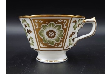 ROYAL CROWN DERBY(ロイヤルクラウンダービー)/グリーンダービーパネル　Richard Ginori(リチャードジノリ)/ジオ・ポンティ　カップ&ソーサー2点セット　(R-087287)