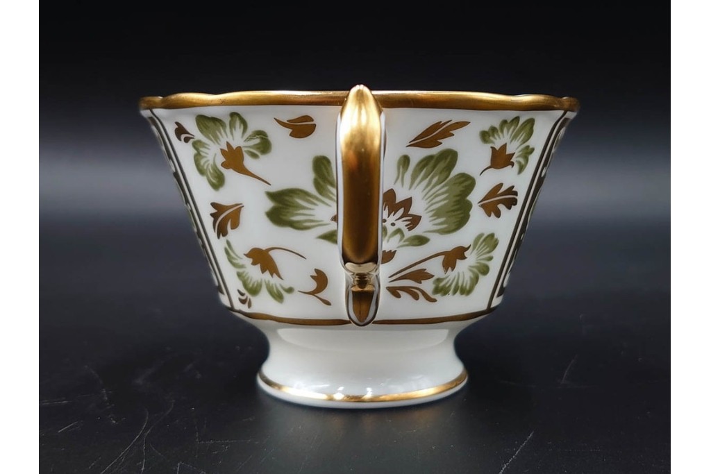 ROYAL CROWN DERBY(ロイヤルクラウンダービー)/グリーンダービーパネル　Richard Ginori(リチャードジノリ)/ジオ・ポンティ　カップ&ソーサー2点セット　(R-087287)