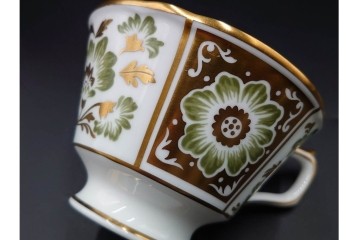 ROYAL CROWN DERBY(ロイヤルクラウンダービー)/グリーンダービーパネル　Richard Ginori(リチャードジノリ)/ジオ・ポンティ　カップ&ソーサー2点セット　(R-087287)