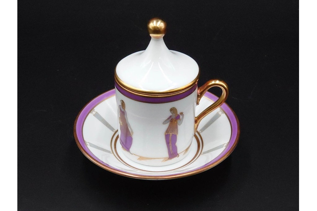 ROYAL CROWN DERBY(ロイヤルクラウンダービー)/グリーンダービーパネル　Richard Ginori(リチャードジノリ)/ジオ・ポンティ　カップ&ソーサー2点セット　(R-087287)