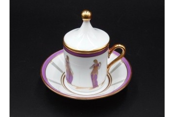 ROYAL CROWN DERBY(ロイヤルクラウンダービー)/グリーンダービーパネル　Richard Ginori(リチャードジノリ)/ジオ・ポンティ　カップ&ソーサー2点セット　(R-087287)