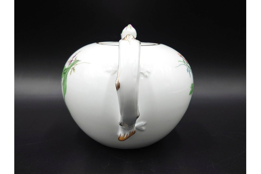 ドイツ製　Meissen(マイセン)　ベーシックフラワー　気品漂う二つ花がデザインされたティーポット　(R-087290)