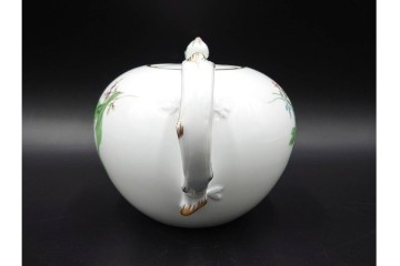 ドイツ製　Meissen(マイセン)　ベーシックフラワー　気品漂う二つ花がデザインされたティーポット　(R-087290)