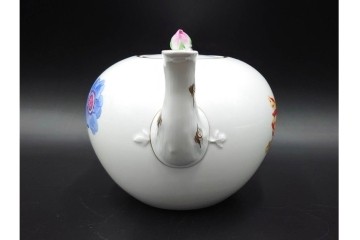 ドイツ製　Meissen(マイセン)　ベーシックフラワー　気品漂う二つ花がデザインされたティーポット　(R-087290)