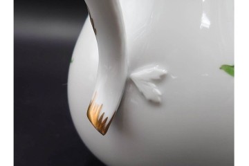 ドイツ製　Meissen(マイセン)　ベーシックフラワー　二つ花のデザインが上品なシュガーポット・クリーマーのセット　(R-087291)