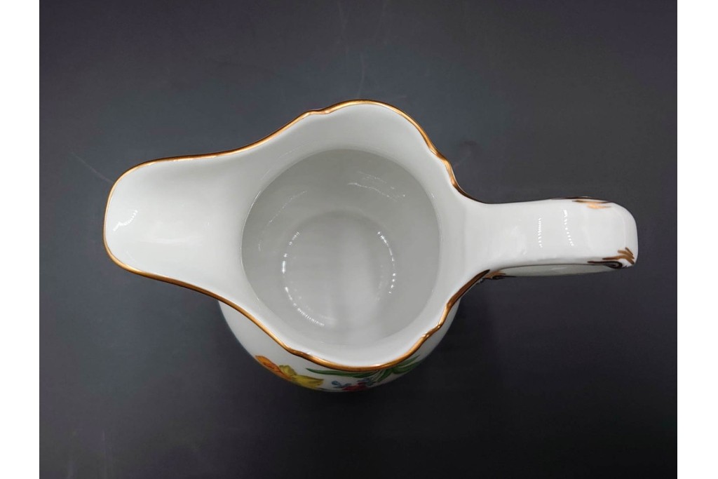 ドイツ製　Meissen(マイセン)　ベーシックフラワー　二つ花のデザインが上品なシュガーポット・クリーマーのセット　(R-087291)