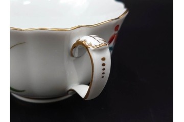 ドイツ製　Meissen(マイセン)　ベーシックフラワー　二つ花デザイン　気品漂うトリオ2客セット　(R-087292)